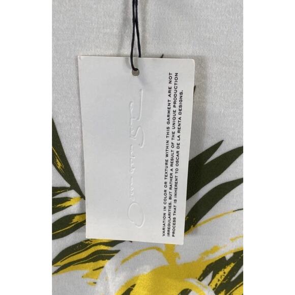 NWT Oscar De La Renta White Banana Graphic Botanical T-Shirt Sz. M - Picture 5 of 8